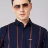 Over Size Strip Men Dark Blue Shirt - Image 3