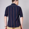 Over Size Strip Men Dark Blue Shirt - Image 4