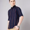 Over Size Strip Men Dark Blue Shirt - Image 2